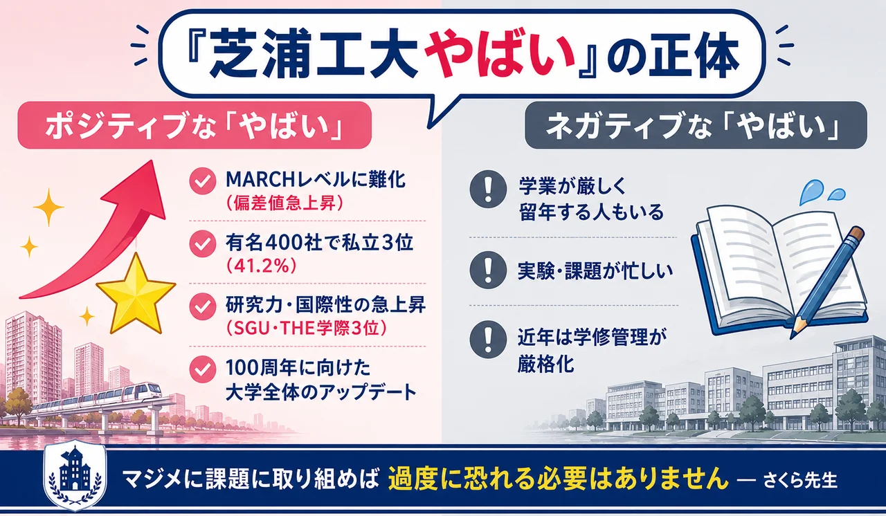 芝浦工業大学『やばい』の正体(ポジティブ・ネガティブ図解)