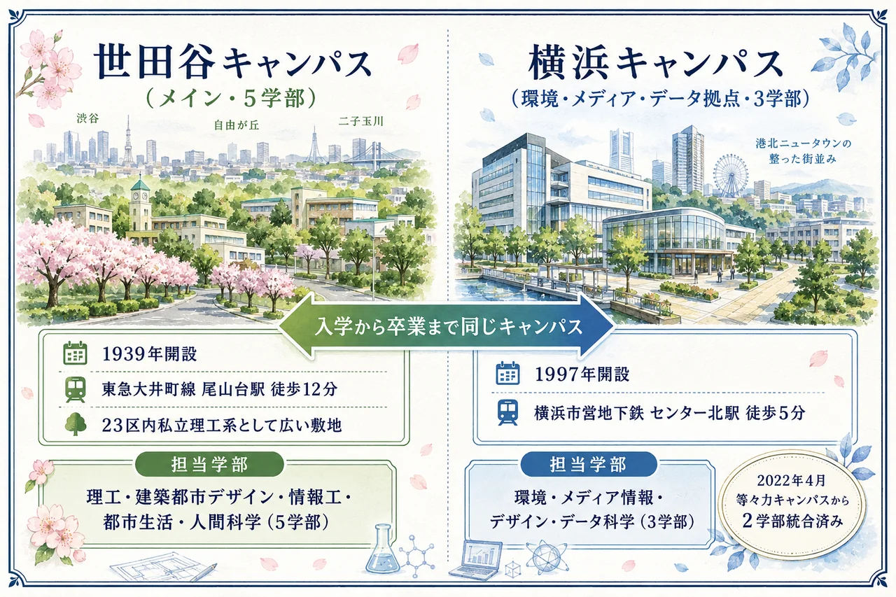 東京都市大学 世田谷・横浜キャンパス比較