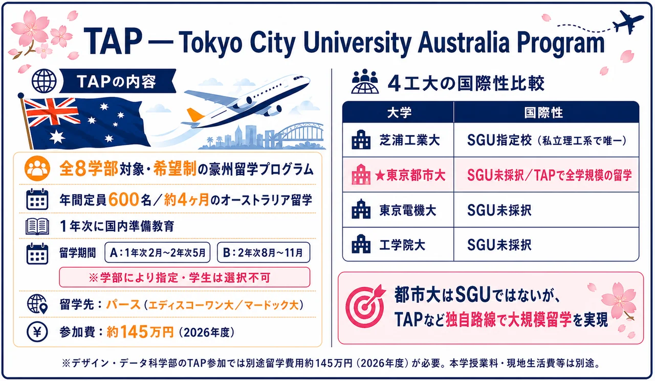 東京都市大学 TAP・国際プログラム図解(サイクルA/B制)