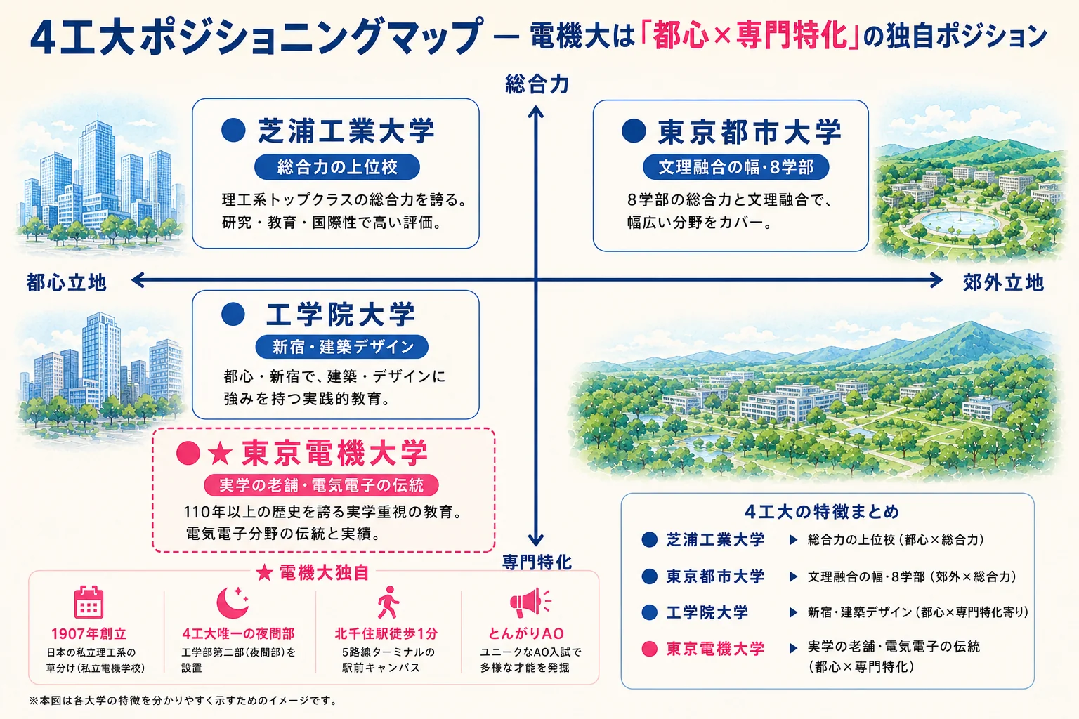 東京電機大学 4工大ポジショニングマップ