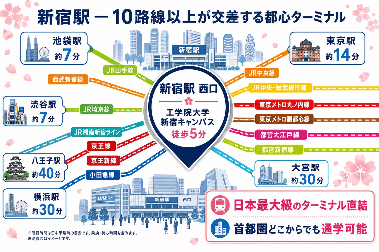 新宿駅 10路線以上が交差する都心ターミナル