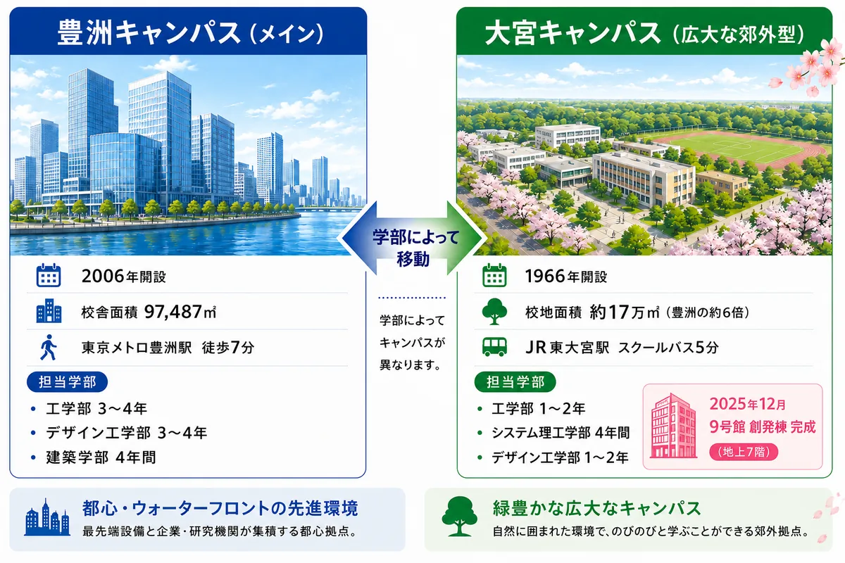 芝浦工業大学 豊洲・大宮キャンパス比較