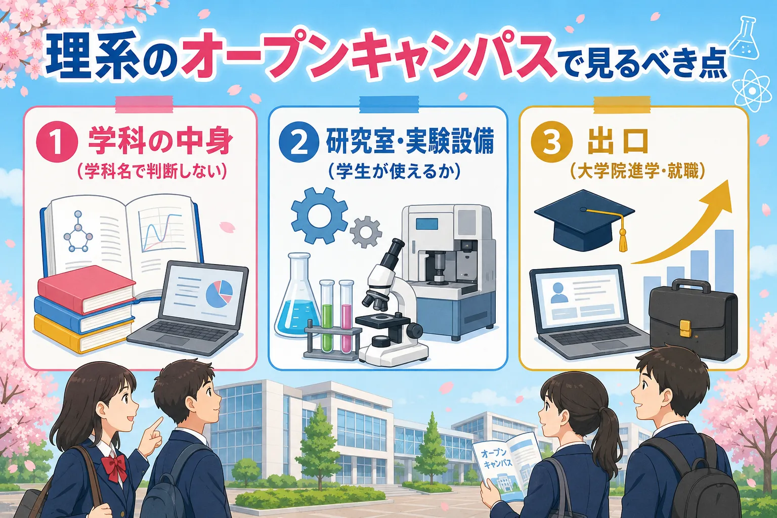 理系オープンキャンパスで見るべきポイント（学科・研究室・設備）