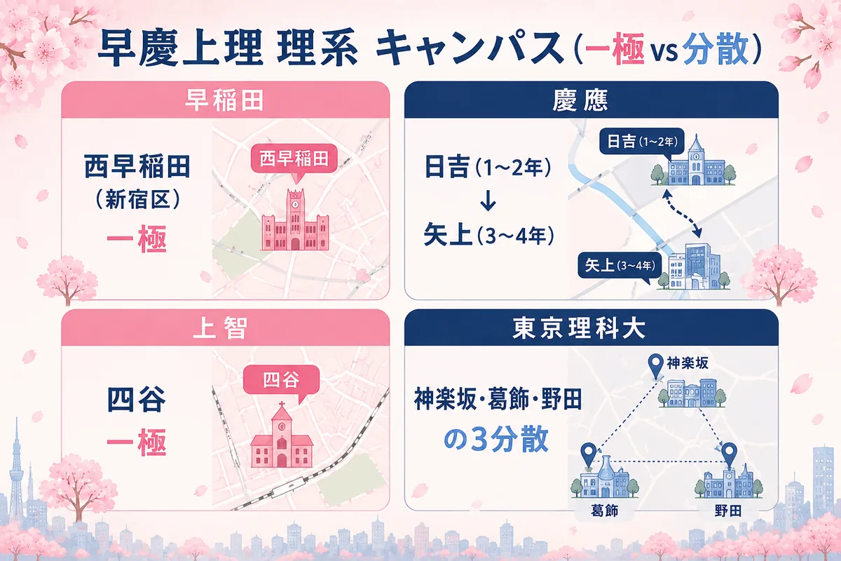 早慶上理 理系 完全比較｜偏差値・入試・院進・就職を現役教員が解説
