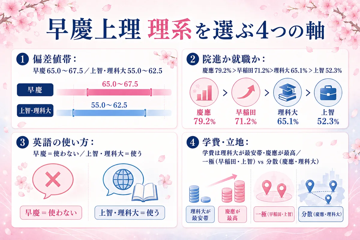 早慶上理 理系 完全比較｜偏差値・入試・院進・就職を現役教員が解説