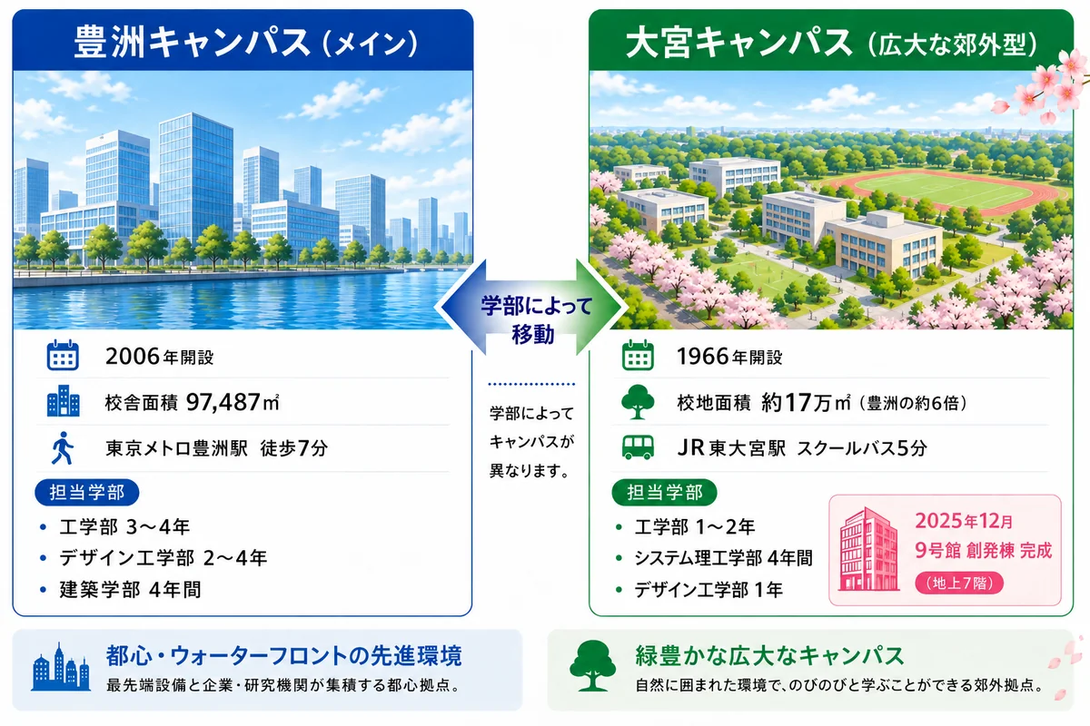 芝浦工業大学 豊洲・大宮キャンパス比較