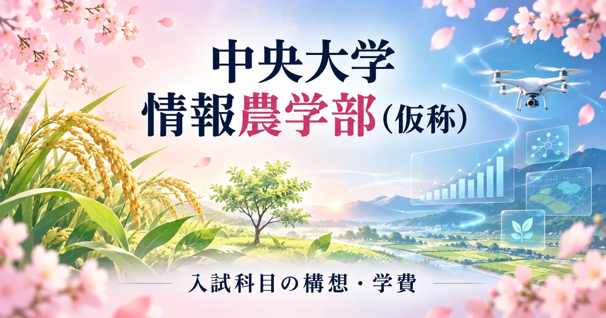 中央大学 情報農学部（仮称）の入試科目の構想と学費を紹介する記事のアイキャッチ画像