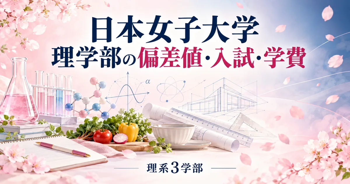 日本女子大学の理学部の偏差値・入試・学費を、理系3学部まとめて解説する記事のアイキャッチ画像