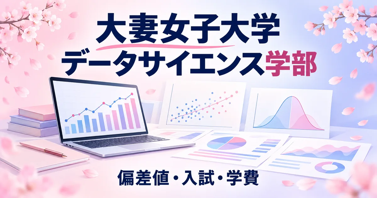 大妻女子大学 データサイエンス学部の偏差値・入試・学費と、方式ごとの数学の扱いを解説する記事のアイキャッチ画像